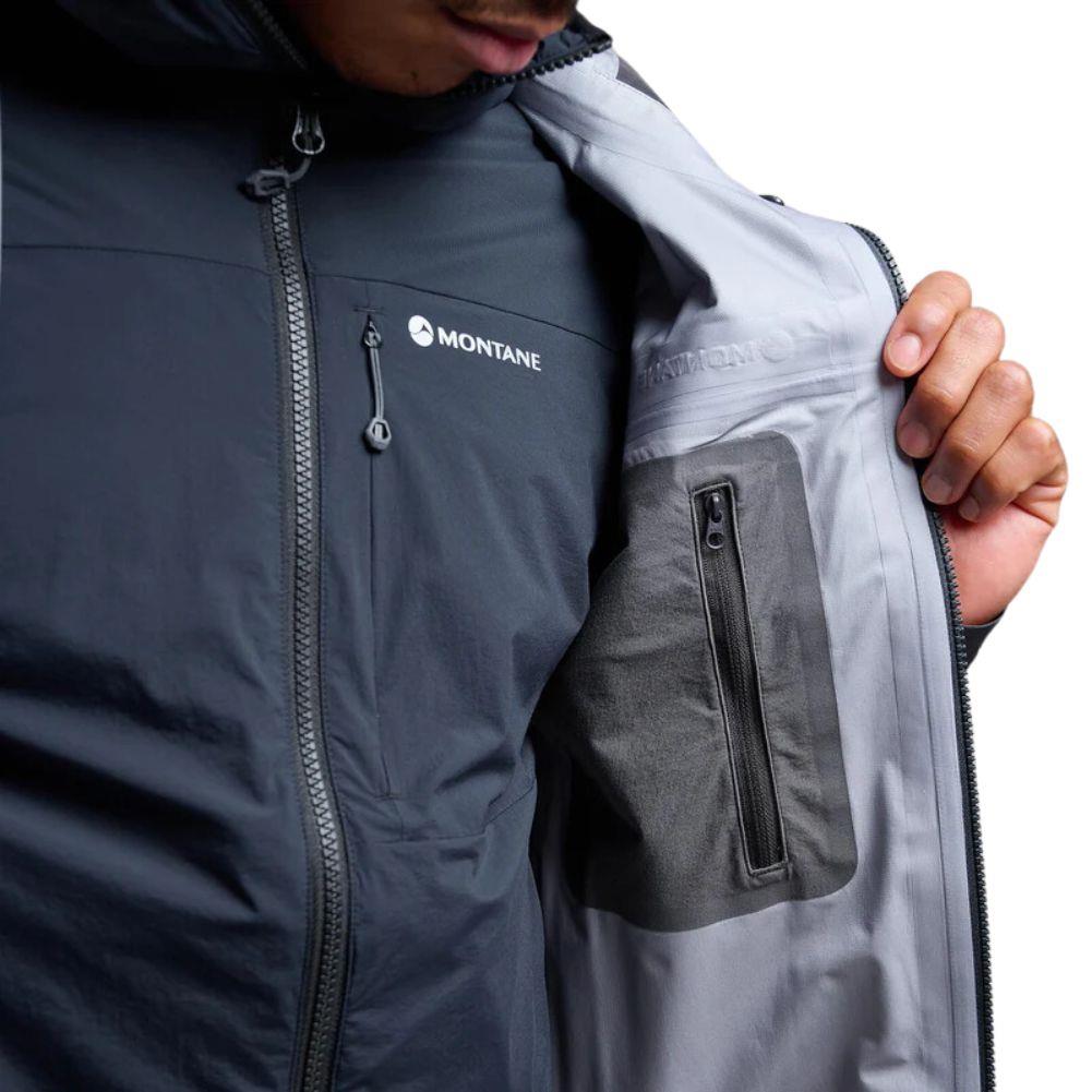 Montane Men's Phase Goretex Waterproof Jacket (Midnight Grey) inside pocket
