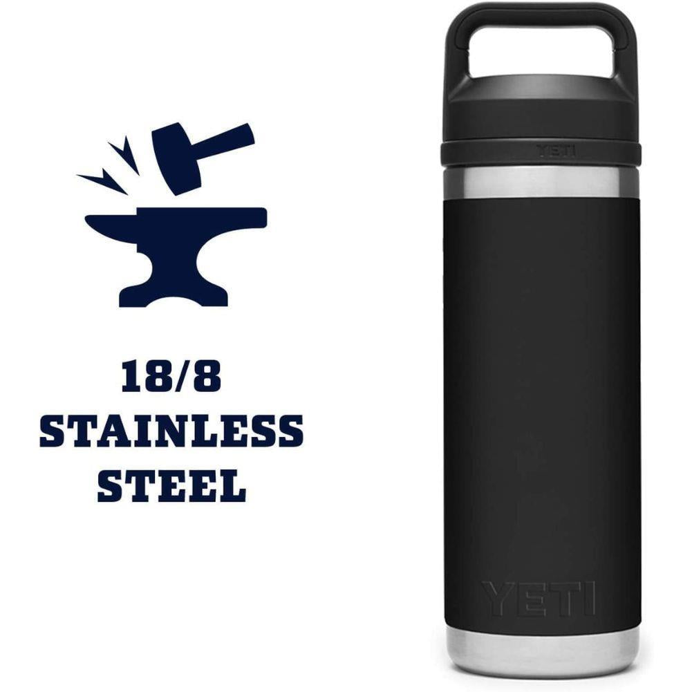 Yeti Rambler 18 OZ (532 ml) Bottle With Chug Cap (Black) stainlesss