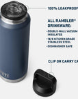 Yeti Rambler 46 OZ Bottle With Chug Cap (Navy) info