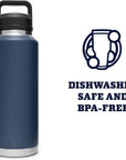 Yeti Rambler 46 OZ Bottle With Chug Cap (Navy) dishwash