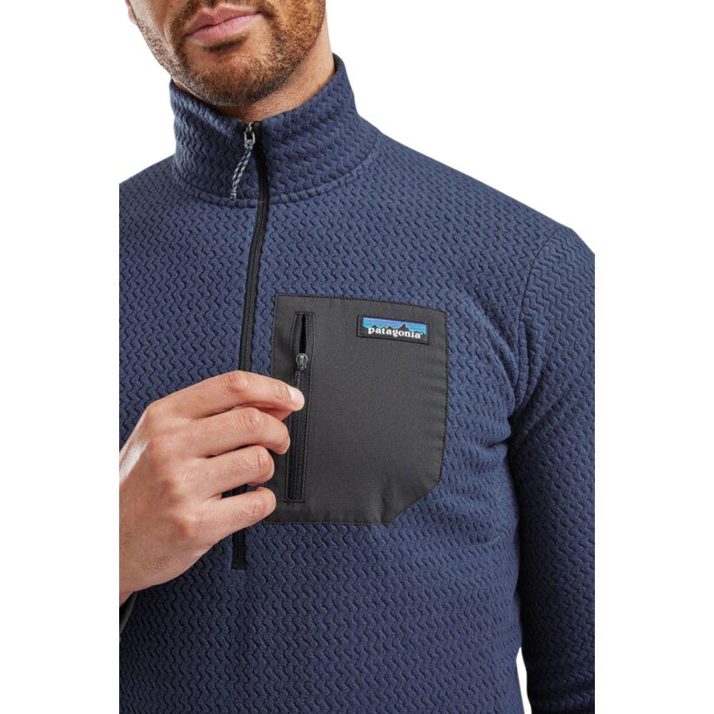 Patagonia Men&#39;s R1 Air Zip-Neck (New Navy) zipper