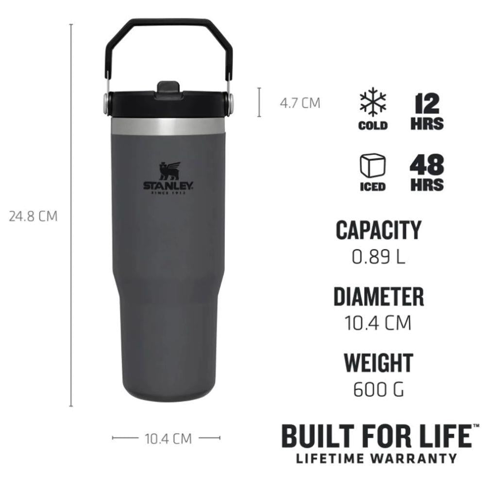 Stanley Iceflow Flip Straw Tumbler 890ML (Charcoal) measurements