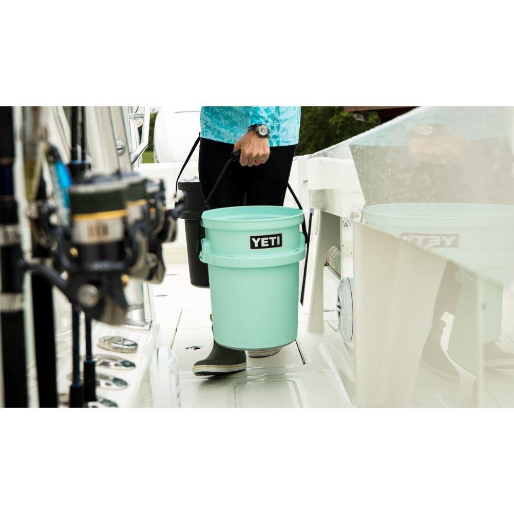 Yeti Loadout 5 Gallon Bucket (Seafoam) in a boat