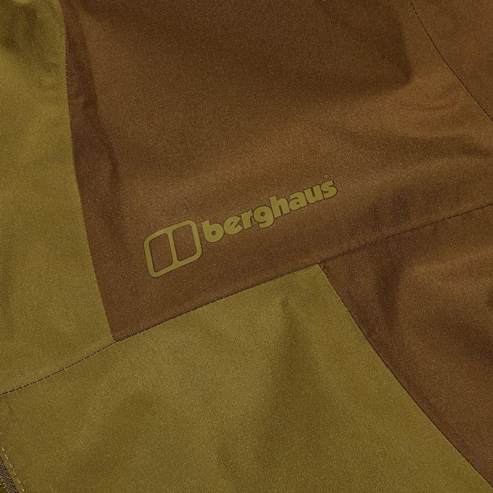 Berghaus Men&#39;s Deluge Pro 3.0 Waterproof Jacket (Green/Brown) close up logo