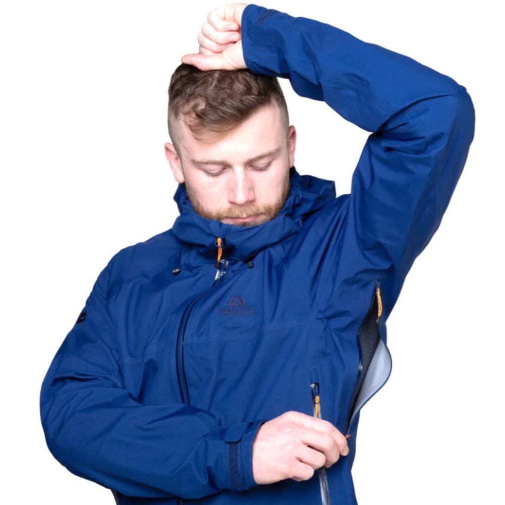 Mountain Equipment Men&#39;s Odyssey Waterproof Jacket (Admiral Blue) arm pit zipper