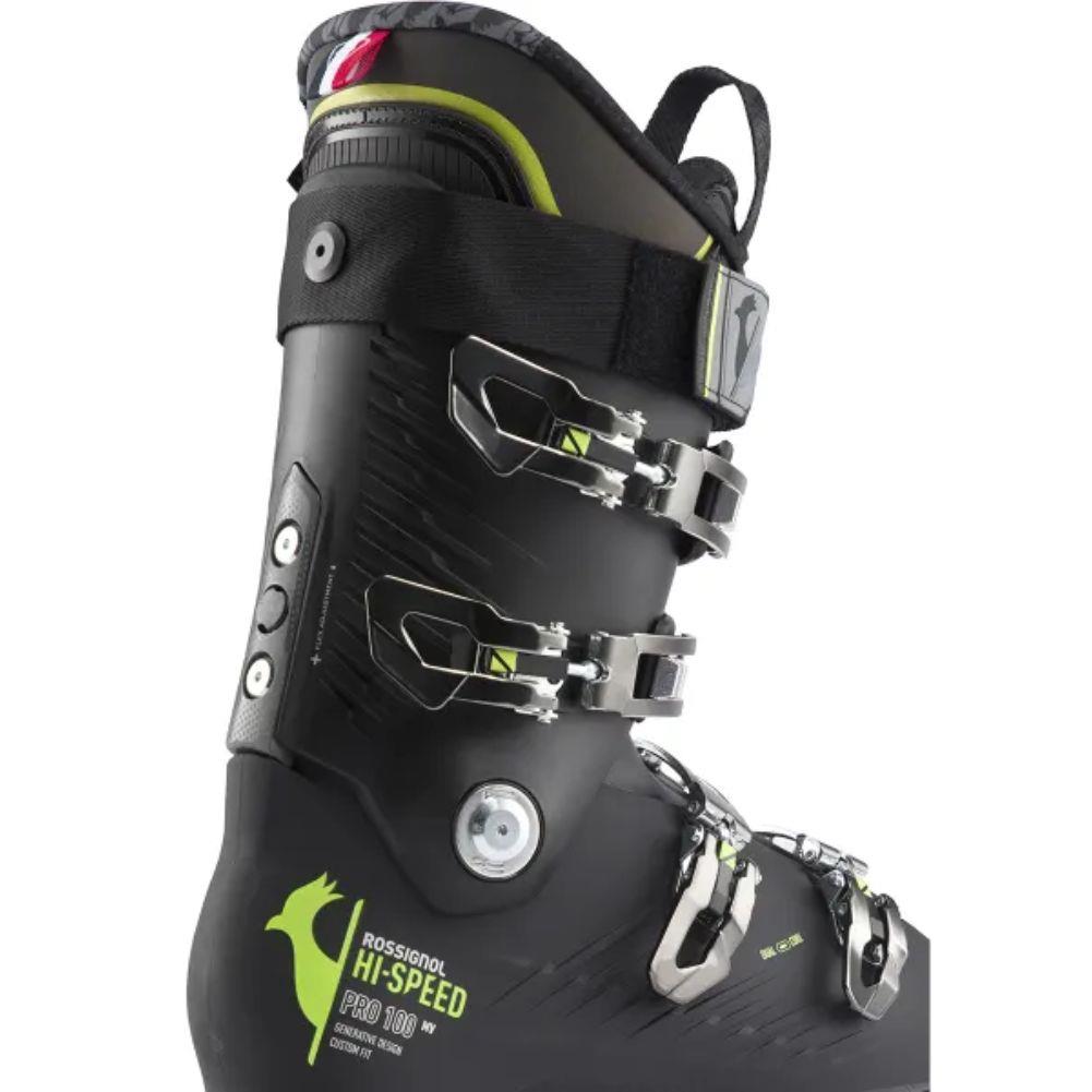 Rossignol Men&#39;s Hi-Speed Pro 100 MV Ski Boot (Black/Yellow) (2023) buckles
