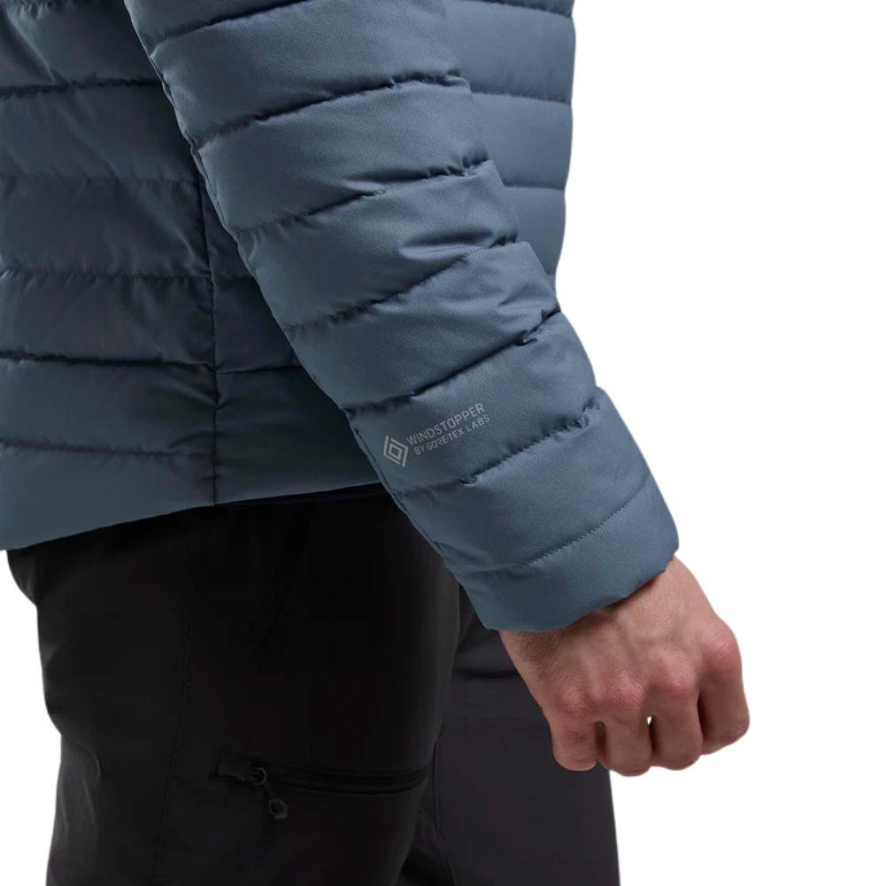 Montane Men&#39;s Resolve Hooded Down Jacket (Stone Blue) sleeve