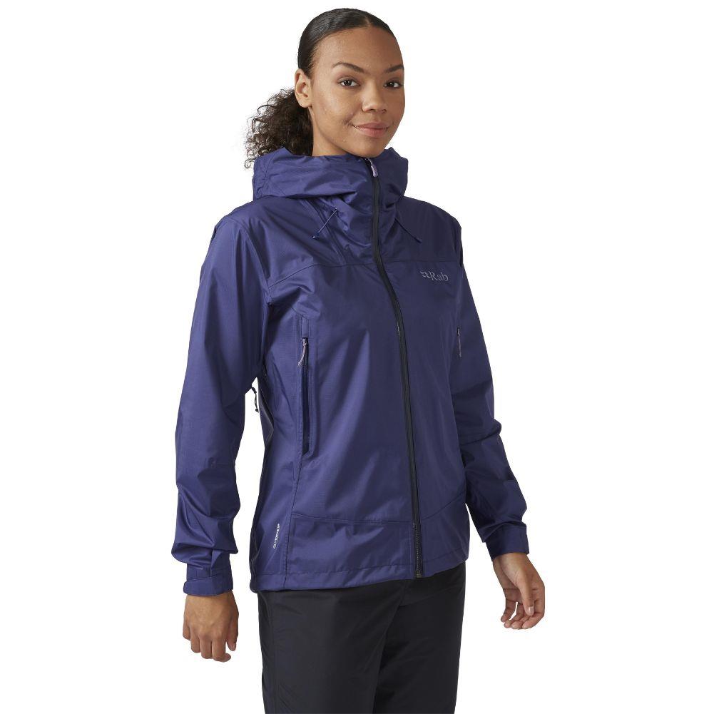 RAB Women&#39;s Downpour Plus 2.0 Waterproof Jacket (Patriot Blue) half body front
