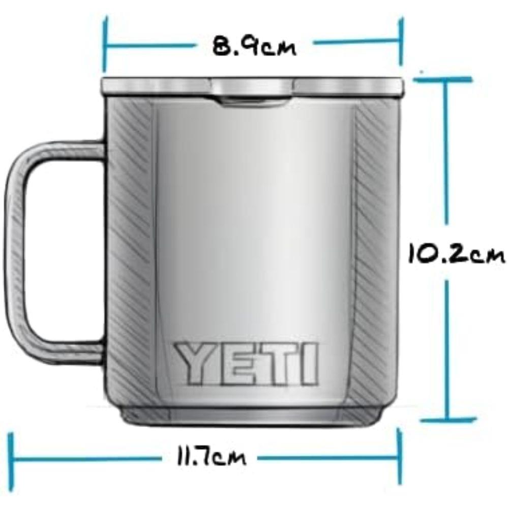 Yeti Rambler 10 oz (296 ml) Stackable Mug (Big Sky Blue) measurements