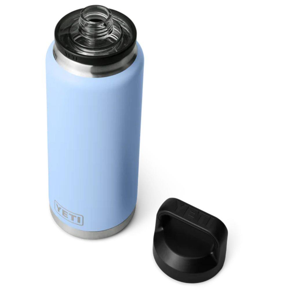 Yeti Rambler 36 oz (1065 ml) Bottle With Chug Cap (Big Sky Blue) lid off