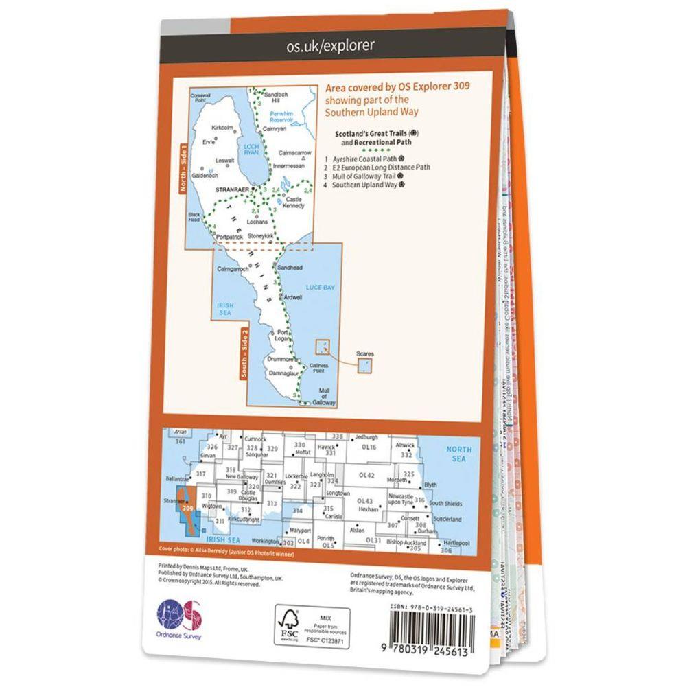 Ordnance Survey Explorer Map 309 - Stranraer & The Rhins back