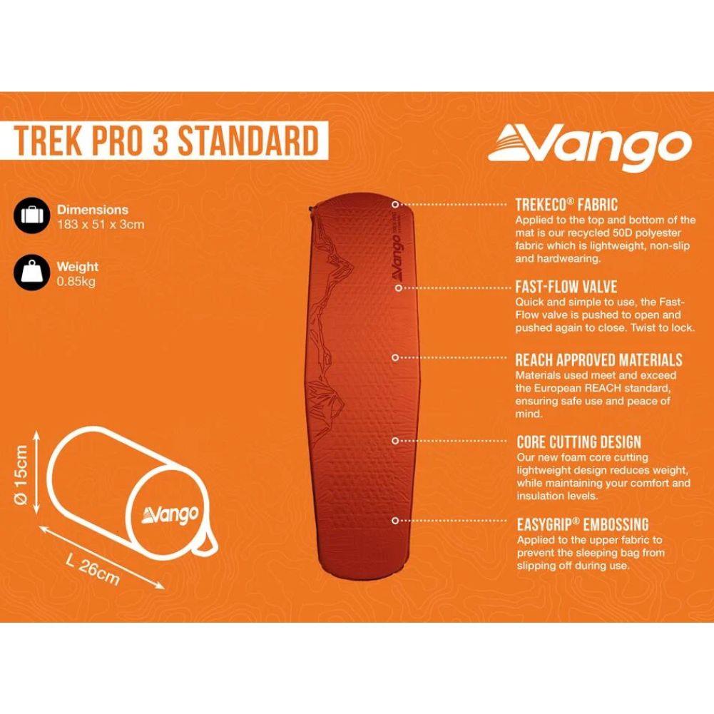 Vango Trek Pro 3 Standard Self-Inflating Mat (Harissa) 2025