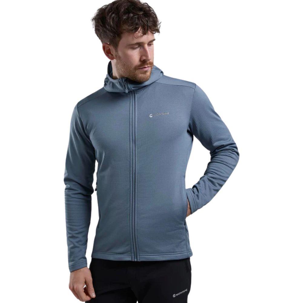 Montane Men's Protium Hooded Fleece Jacket (Stone Blue) one hand in pocket