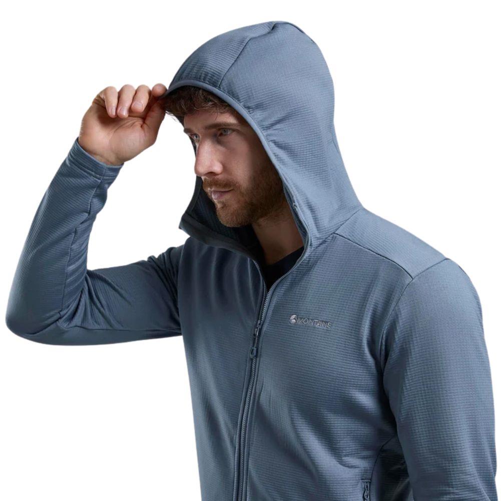 Montane Men&#39;s Protium Hooded Fleece Jacket (Stone Blue) hood up