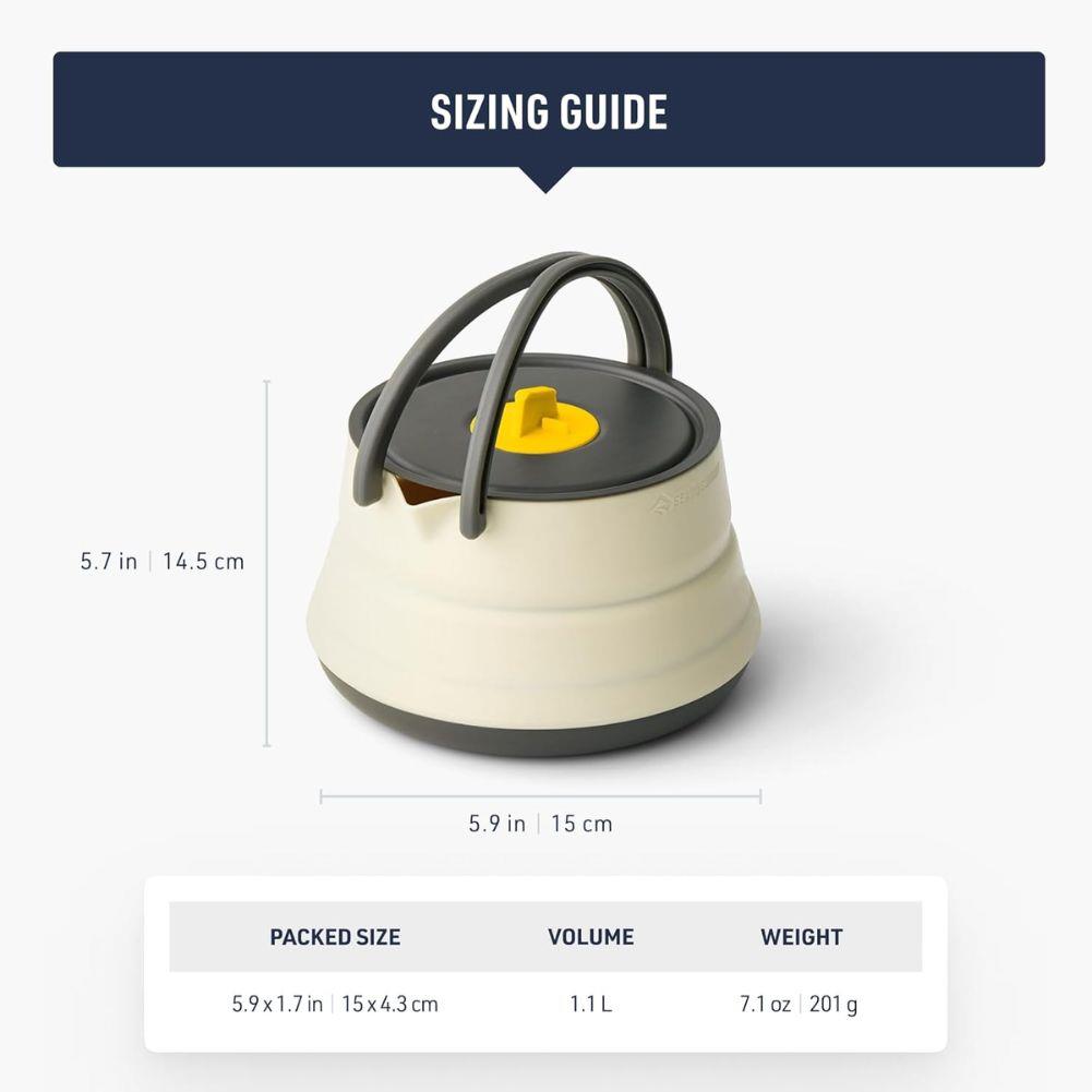 Sea To Summit Frontier UL Collapsible Kettle - 1.1L (Bone White) measurements size