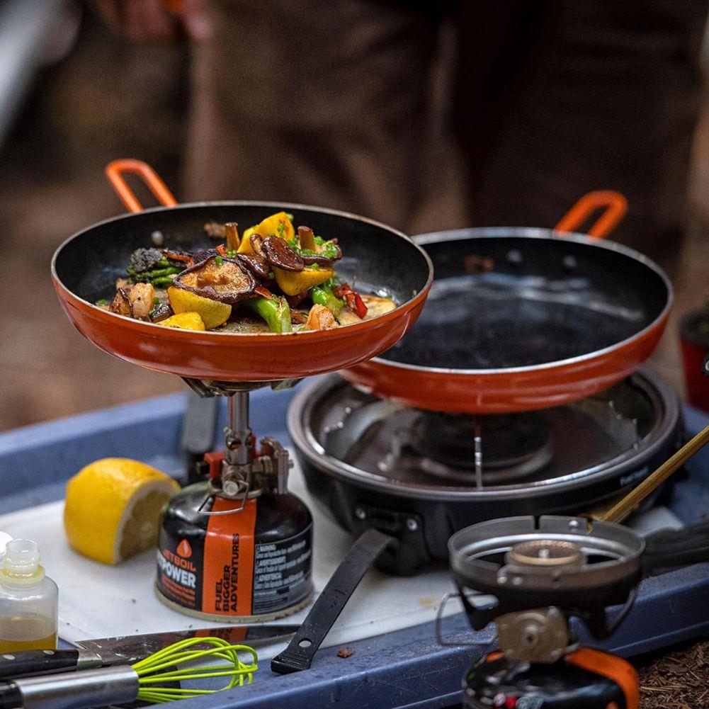 Jetboil Summit Non-Stick Camping Skillet (Orange) cooking yummy food