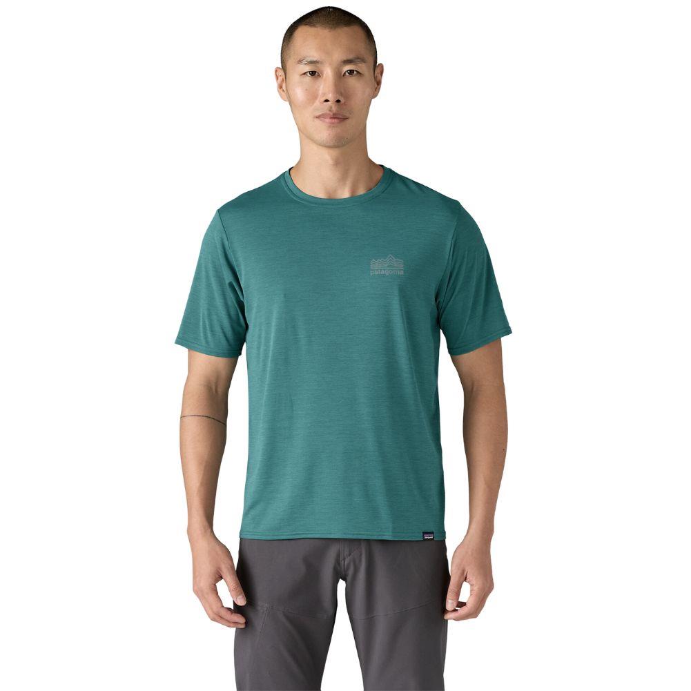 Patagonia Men's Capilene Cool Daily Graphic Shirt (Strataspire: Wetland Blue X-Dye) model front
