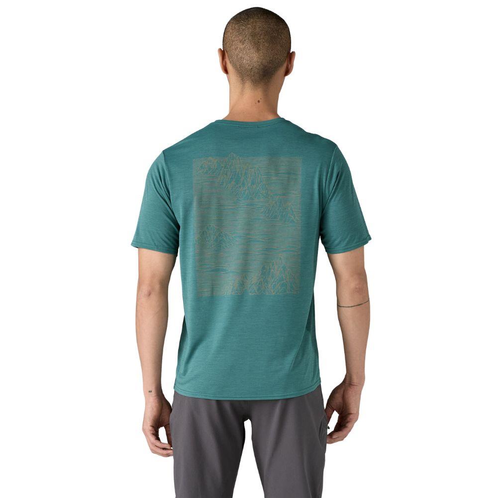 Patagonia Men's Capilene Cool Daily Graphic Shirt (Strataspire: Wetland Blue X-Dye) model back