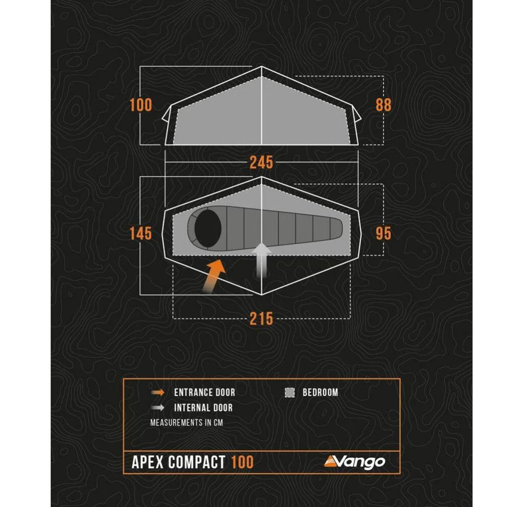 Vango Apex Compact 100 Tent - 1 Man Lightweight Tent (Forest Green) diagram