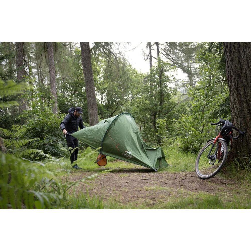 Vango Apex Compact 100 Tent - 1 Man Lightweight Tent (Forest Green) getting tent sorted