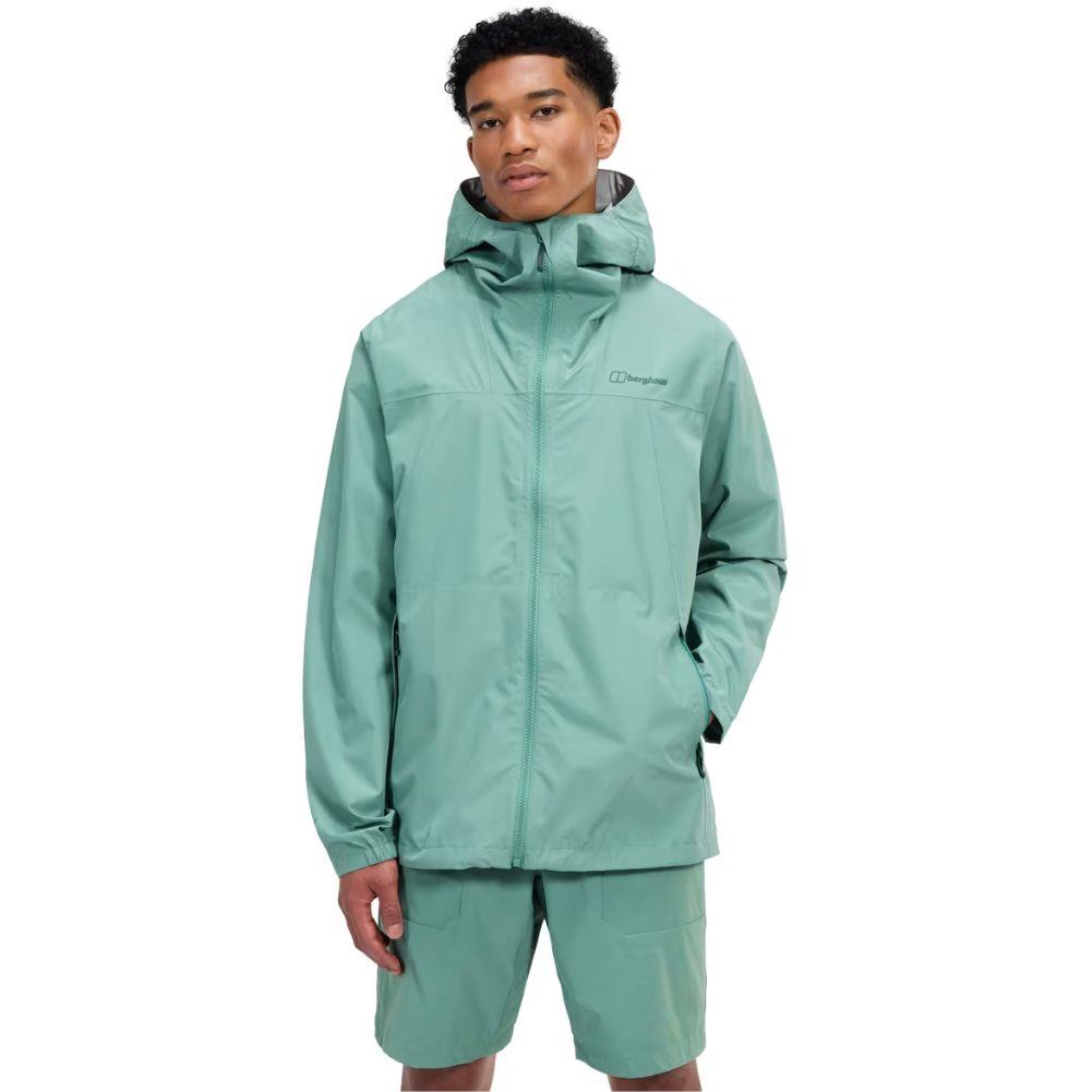 Berghaus Men's Deluge Pro 3.0 Waterproof Jacket (Green) fron closer