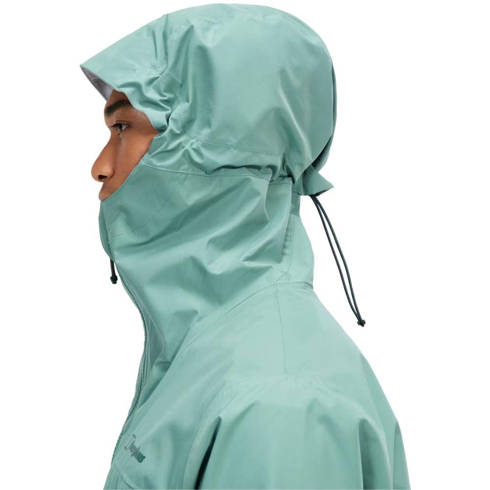 Berghaus Men's Deluge Pro 3.0 Waterproof Jacket (Green) side hood up