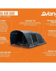 Vango Sierra Air 500 - 5-Man Tent (Deep Blue) diagram