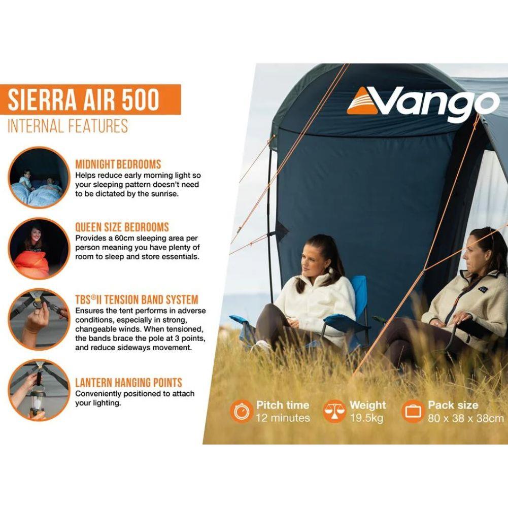 Vango Sierra Air 500 - 5-Man Tent (Deep Blue) info