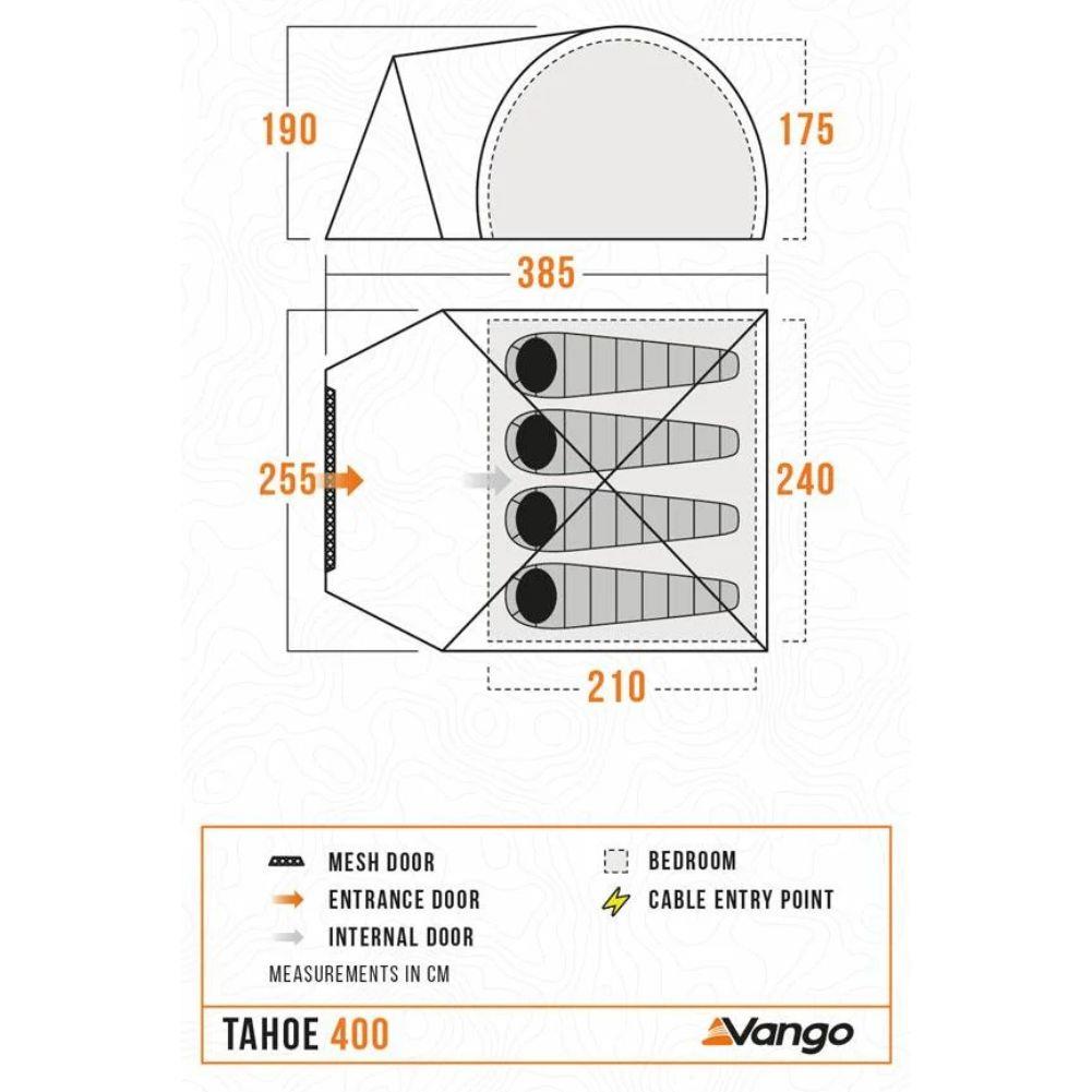 Vango Tahoe 400 - 4-Man Tent (Deep Blue) info