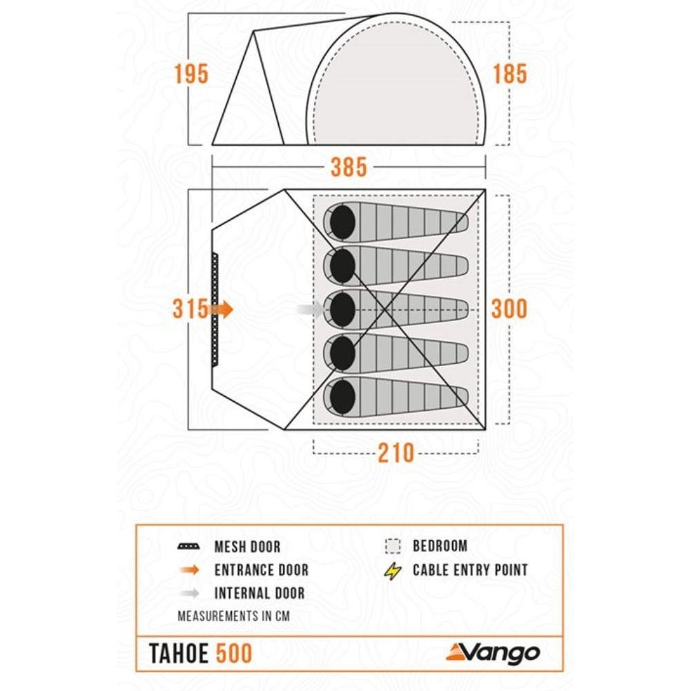 Vango Tahoe 500 - 5-Man Tent (Deep Blue) diagram