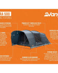 Vango Sierra 500 - 5-Man Tent (Deep Blue) info