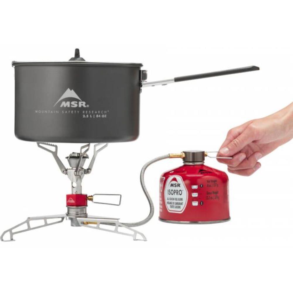 MSR LowDown Remote Stove Adapter used