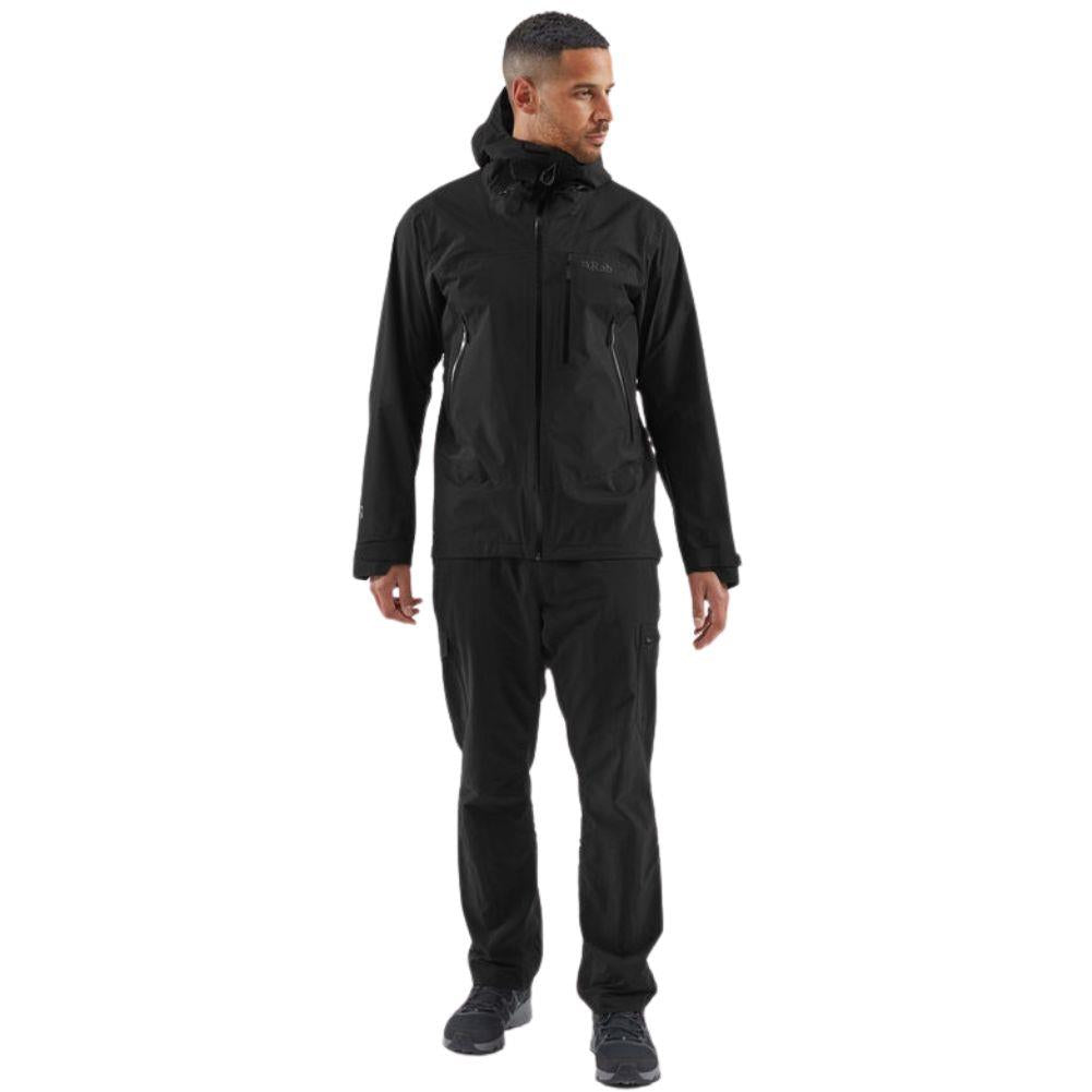 Rab Men&#39;s Downpour Mountain Waterproof Jacket (Black) model full body