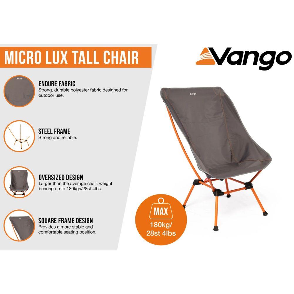 Vango Steel Micro Lux Tall Chair (Excalibur) info