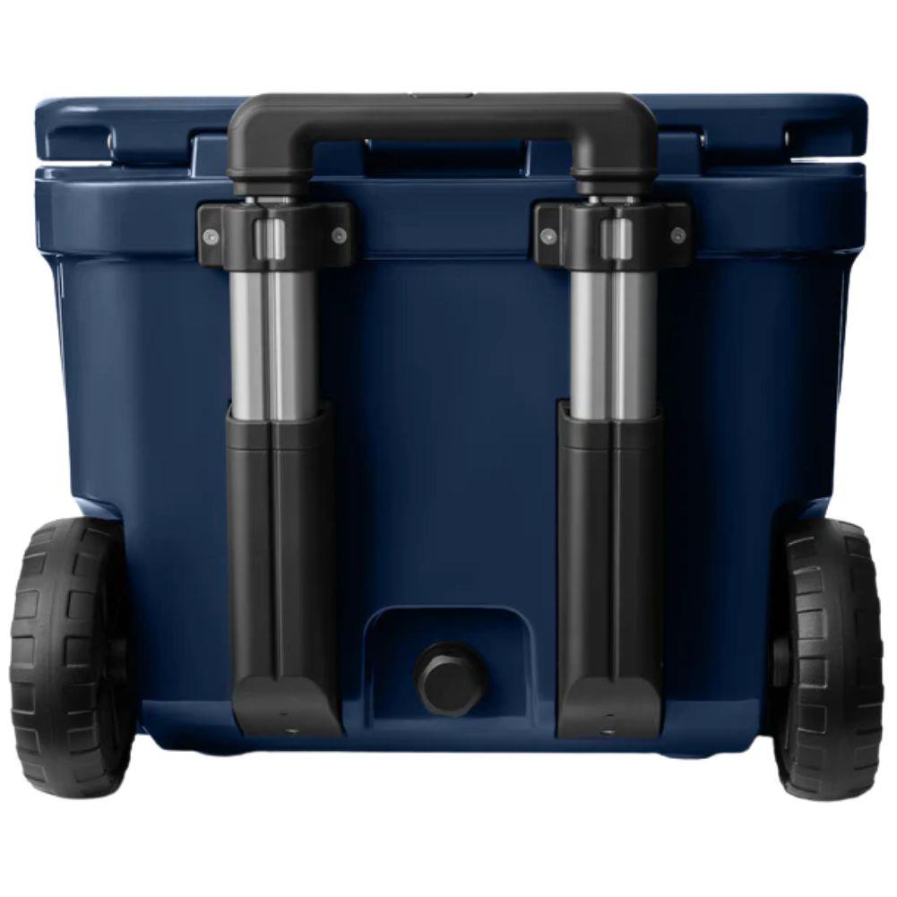 Yeti Roadie 32 Wheeled Cool Box (Navy) back handle down
