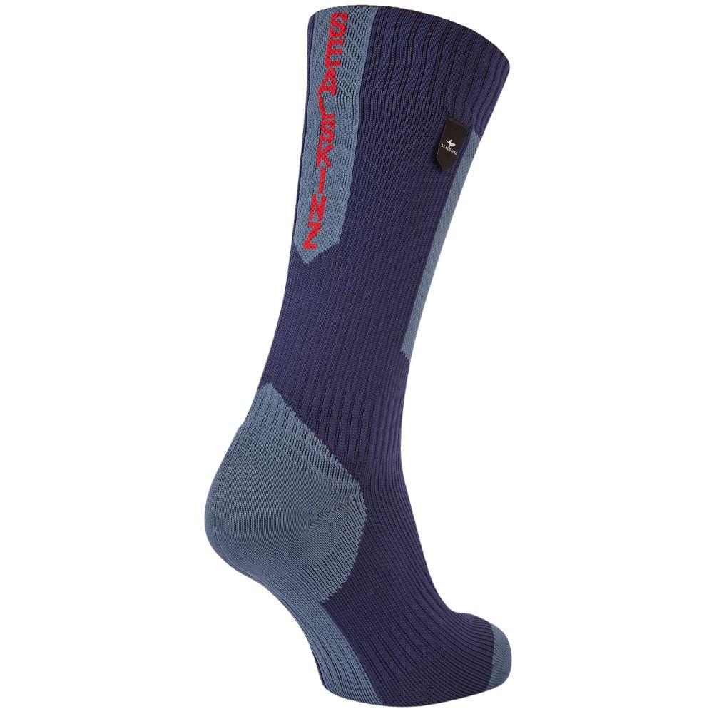 Sealskinz Waterproof Cold Weather Mid Length Socks with Hydrostop (Navy Blue/Red) back