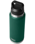 Yeti Rambler 36 oz (1065 ml) Bottle With Chug Cap (Black Forest Green) top angle