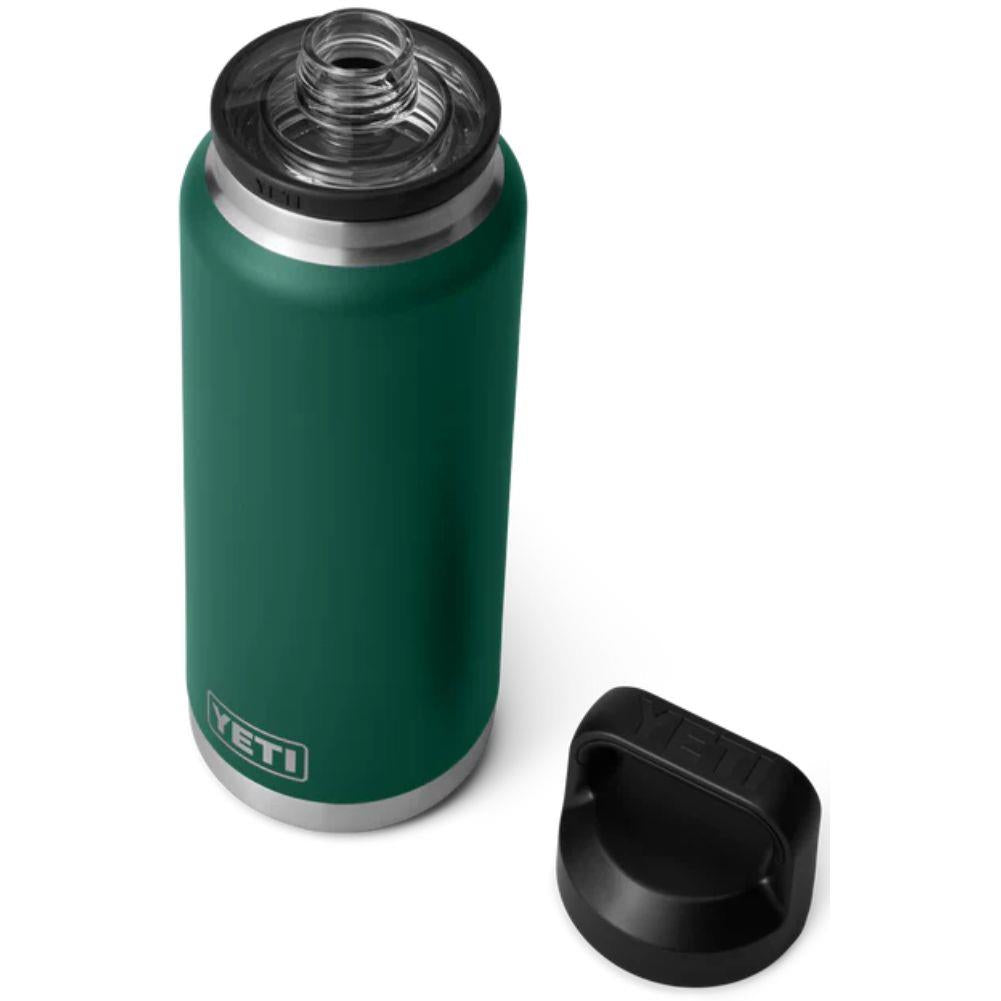 Yeti Rambler 36 oz (1065 ml) Bottle With Chug Cap (Black Forest Green) lid off