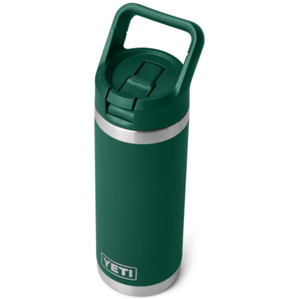Yeti Rambler 18 Oz Bottle With Straw Cap (Black Forest Green) top angle