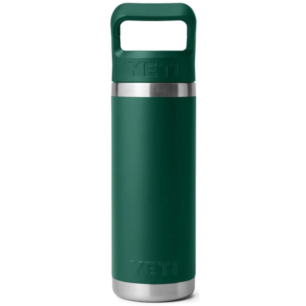 Yeti Rambler 18 Oz Bottle With Straw Cap (Black Forest Green) back