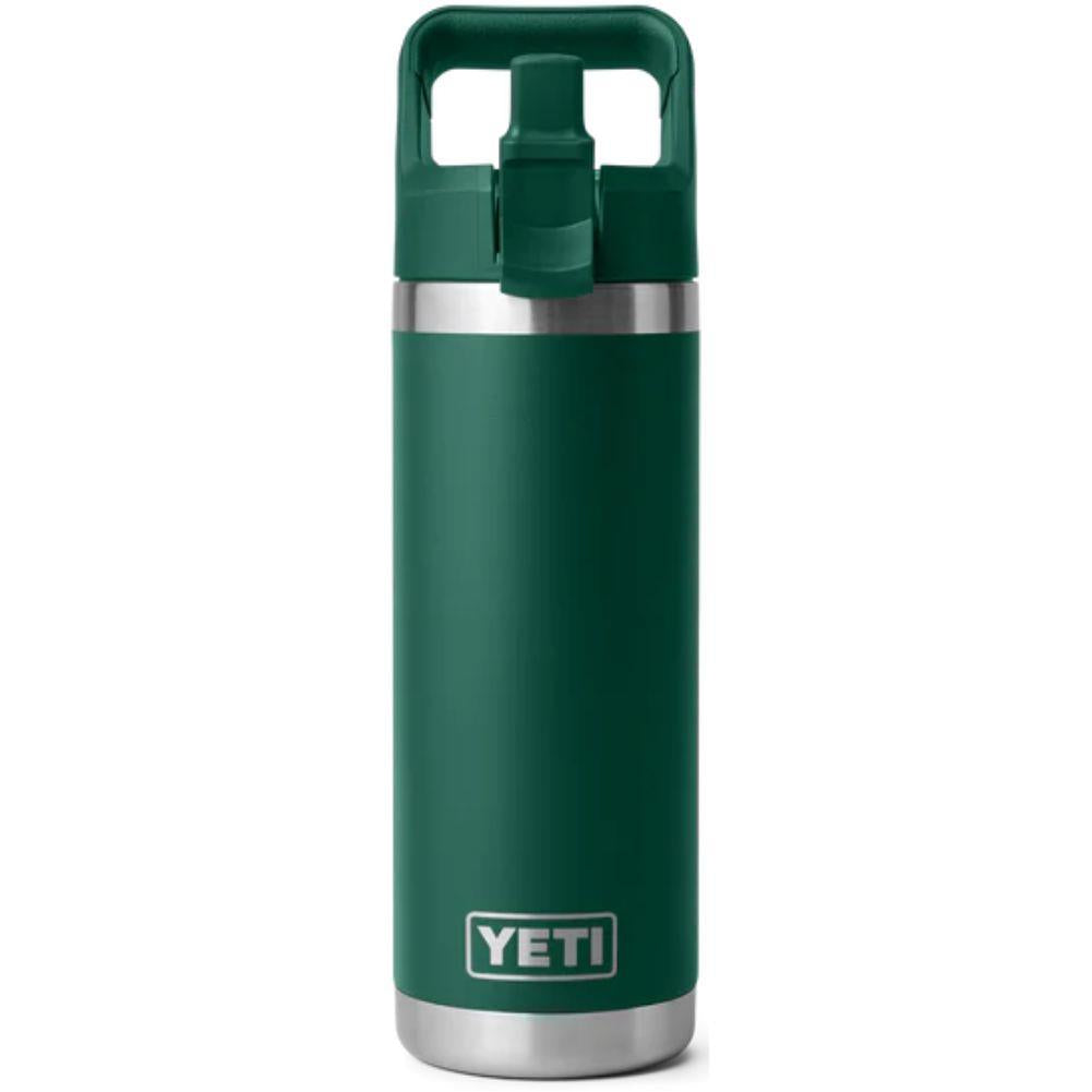 Yeti Rambler 18 Oz Bottle With Straw Cap (Black Forest Green)  cap off