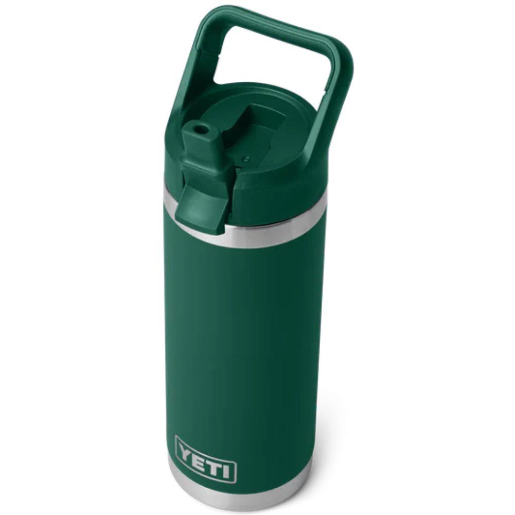 Yeti Rambler 18 Oz Bottle With Straw Cap (Black Forest Green) top angle cap off