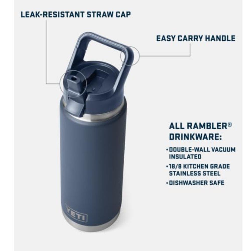 Yeti Rambler 18 Oz Bottle With Straw Cap (Black Forest Green)