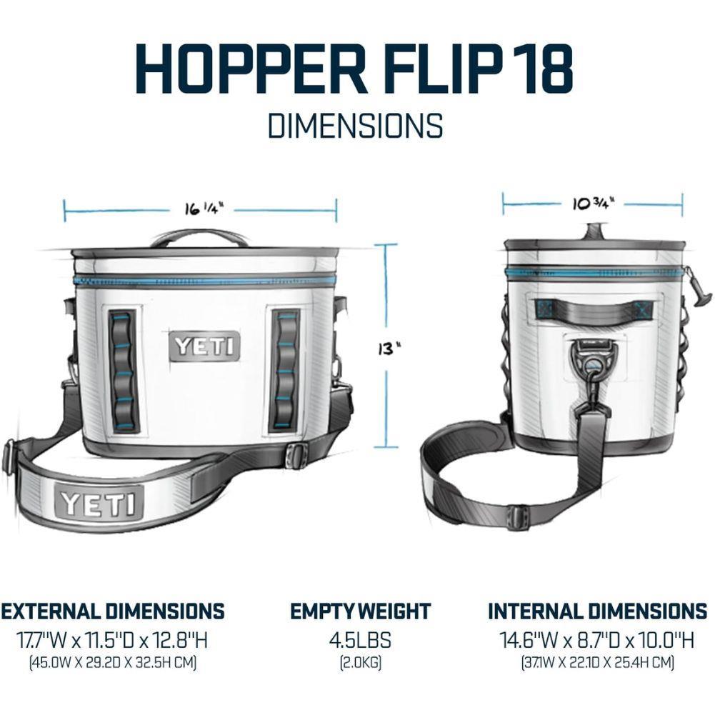 Yeti Hopper Flip 18 Cool Bag (Black Forest Green) measurements
