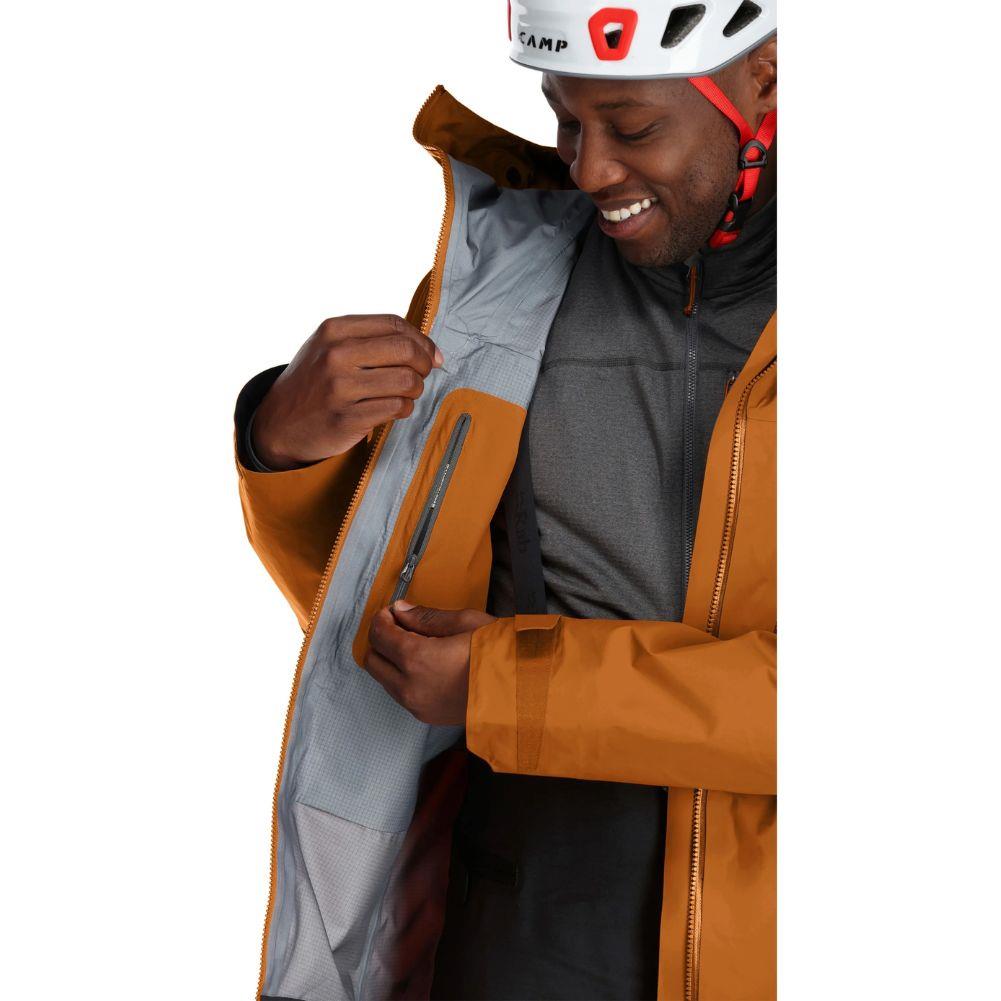 Rab Men&#39;s Latok Alpine GORE-TEX Pro Jacket (Marmalade) model inner pocket