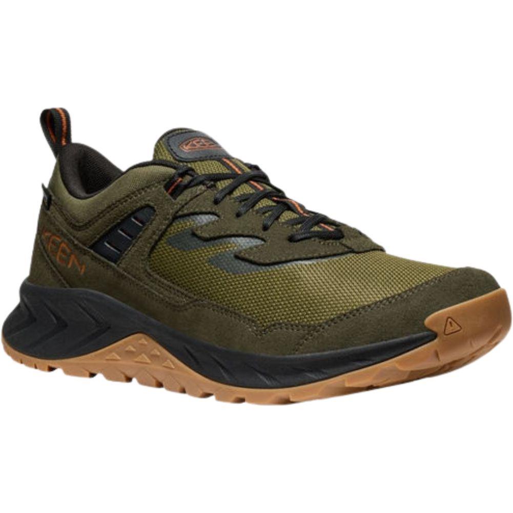 Keen Men’s Hightrail Waterproof Hiking Shoe (Winter Moss/Gold Flame) right angle
