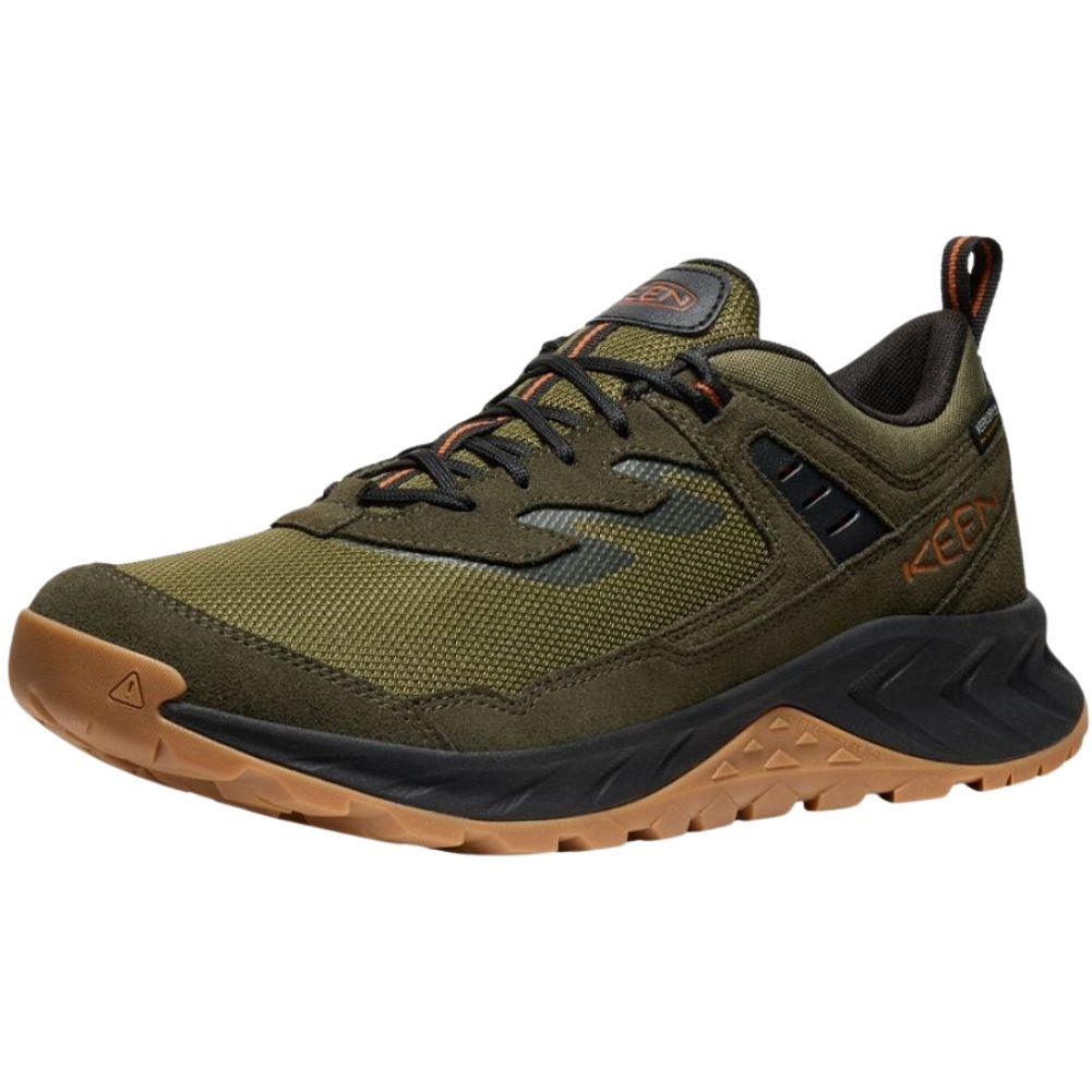 Keen Men’s Hightrail Waterproof Hiking Shoe (Winter Moss/Gold Flame) left angle