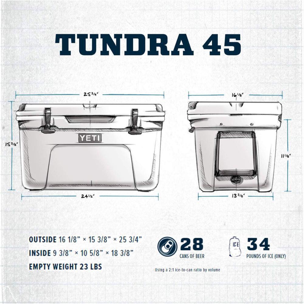 Yeti Tundra 45 Cool Box (Wetlands Camo) sizes