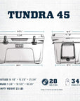 Yeti Tundra 45 Cool Box (Wetlands Camo) sizes