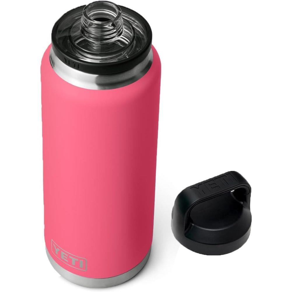 Yeti Rambler 36 oz (1065 ml) Bottle With Chug Cap (Tropical Pink) lid off